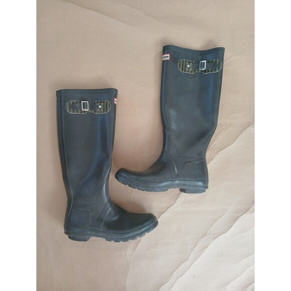 HUNTER Womens 9 Tall Rain Boots Brown 17” Height Equestrian Outdoors - Picture 1 of 8
